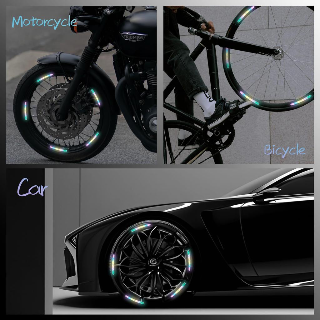 TOCCOOL Reflective Wheel Stickers Car Decorative Stickers Night Warning Stickers Color Full Seals for