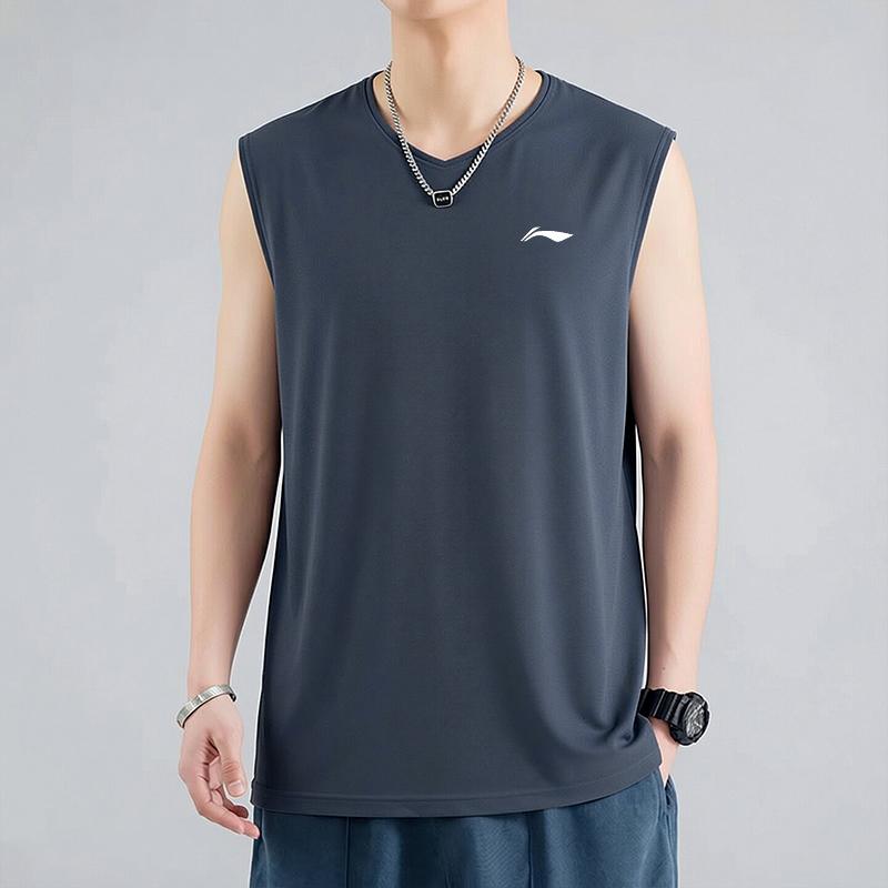 Li-Ning Professional Sports Series Quick-Dry Sleeveless Comfortable Casual Simple Breathable Versatile V-Neck Vest Men Tops LWTW102-4