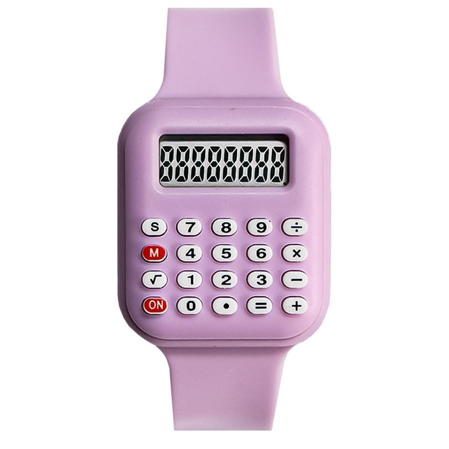 Creatief Rekenmachine Horloge Cartoon LED Digitaal Kinderhorloge Mode Sport Elektronisch Horloge voor Jongens Meisjes Kinderen Student Cadeau Klok paars
