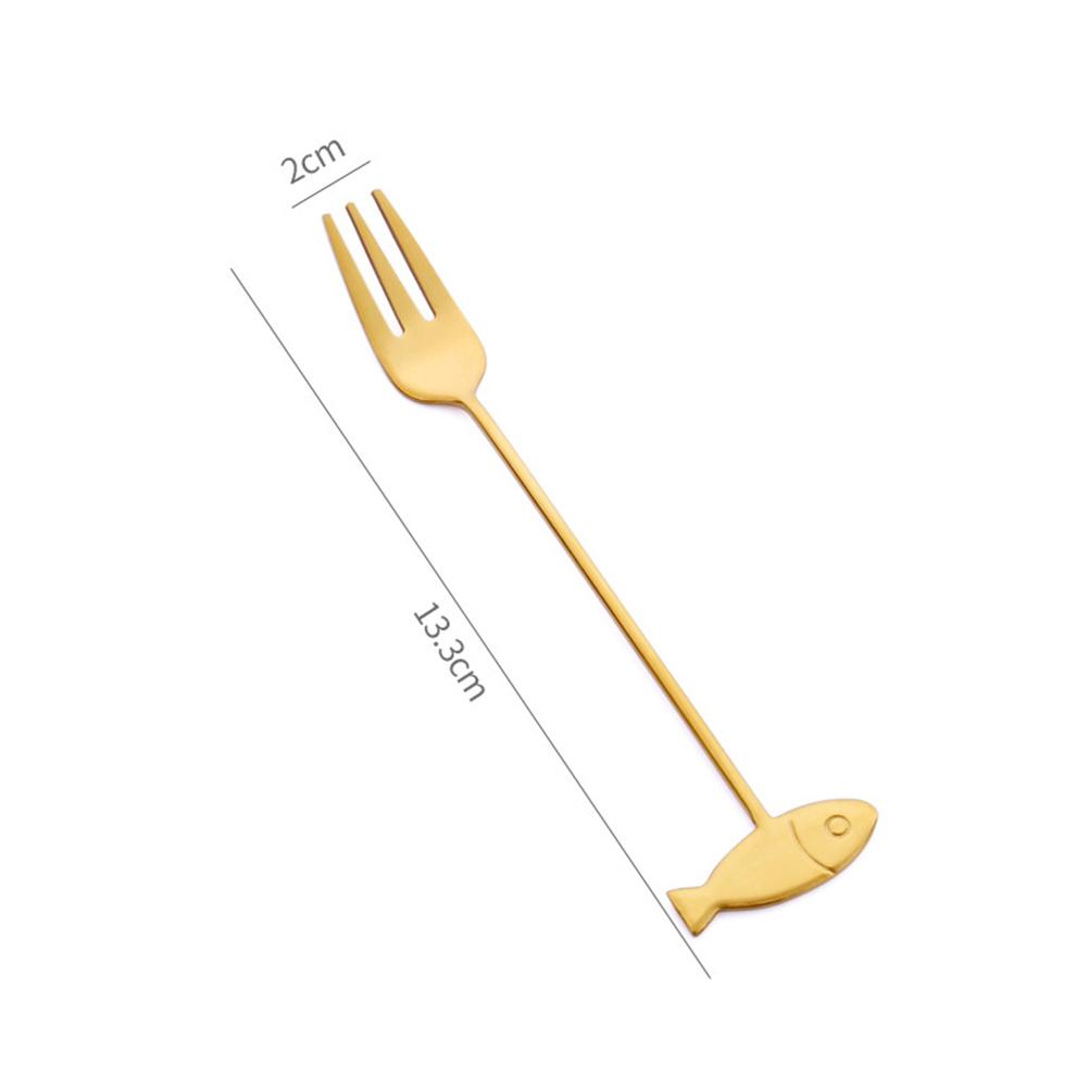 6pcs Spoons Fork Set 304 Stainless Steel Cat Fish Shape Coffee Snacks Fruit Prikkers Dessert Fork Kitchen Tool