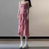 Summer 2024 Slim Waist French Floral Ruffle Dress