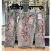 Streetwear Gotic Jeans Brodați cu Flori de Cireș Haine Y2K Bărbați Femei Hip Hop Vintage Jeans Largi cu Talie Joasă Pantaloni cu Picior Lat