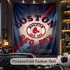 TapestryBoston Red Sox Custom Name Text Personalized Wall Hanging Tapestry Home Wall Decor