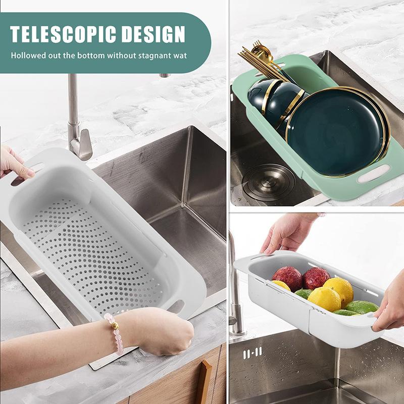 Retractable Kitchen Vegetable Washing and Draining Basket