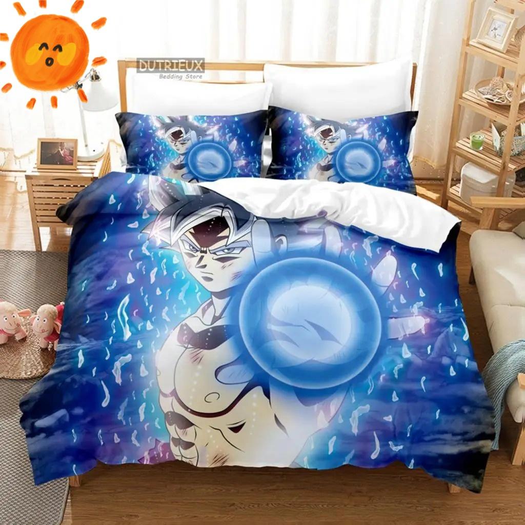 Japanese Anime Dragon Ball Bedding Set Goku Duvet Cover Comforter Bedclothes Single Twin Full Queen Size 3D Kids Adult Boys Gift