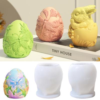 Kelebek Kabartmalı Paskalya Yumurtası Silikon Kalıp Tavşan Kokulu Mum Kalıpları El Yapımı Sabun Aromaterapi Dekorasyonu 3D El Sanatı Hediye 2025