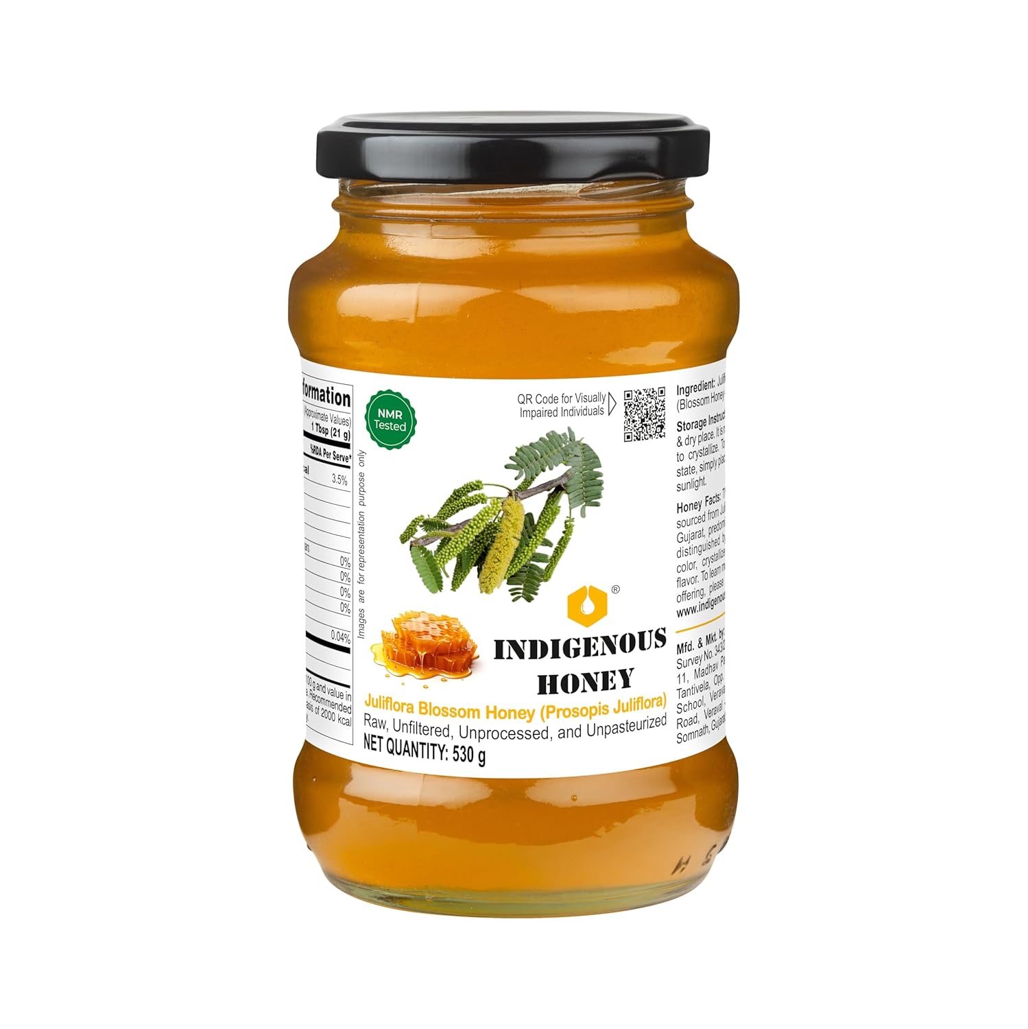 

МІСЦЕВИЙ МЕД Сирий Чистий Мед Натуральний Органічний Необроблений Без Доданого Цукру Перевірений ЯМР Непастеризований Непідігрітий 530g Glass Jar Pack of 1