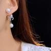 Elegant Pearl and Cubic Zirconia Stud Earrings: Versatile Two-Way Style for a Chic and Fashionable Look
