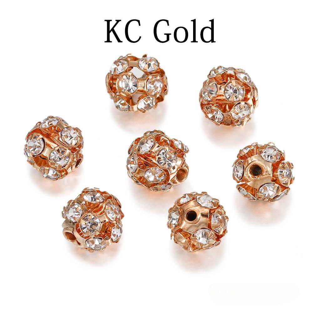 30 teile/los Kupfer Überzogene Glas Strass Ball Perle imitieren Kristall Runde Spacer Lose Perlen Für Armband Schmuck Machen Liefert