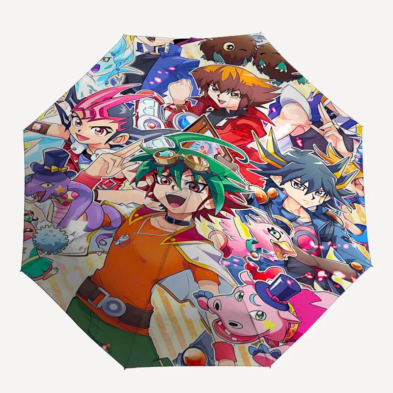1pc Outdoor Umbrella with Yu-Gi-Oh! Characters - Automatic Opening/Closing, Portable 3-Fold Design, 8-Rib Iron Frame - Perfect Gift for Fans, Tra
