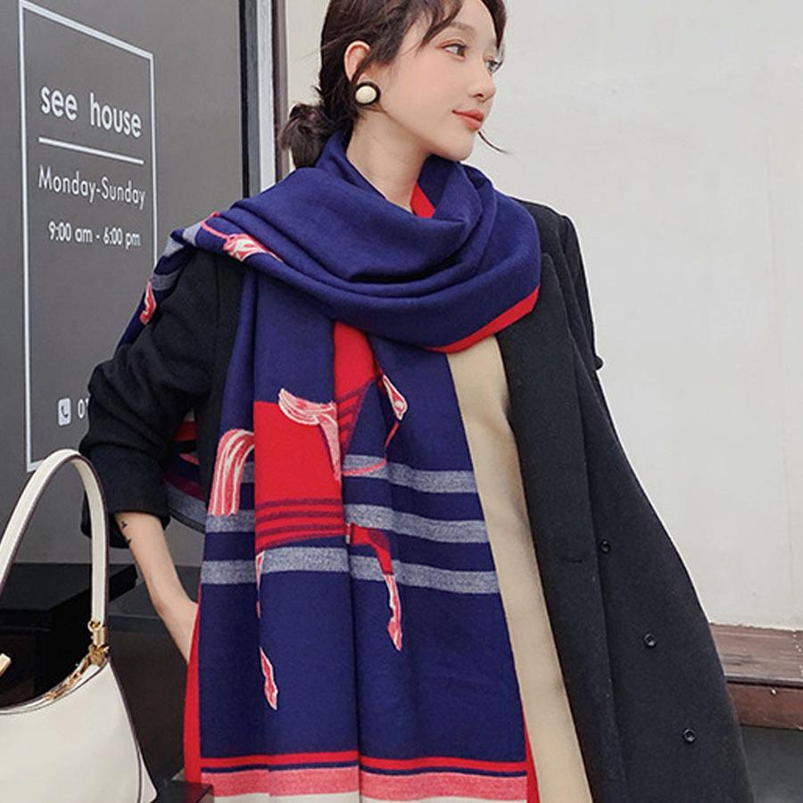Women's Imitation Cashmere Scarf: Versatile Autumn/Winter Warm Double-Sided Wool Snood and High-End Dual-Use Shawl
