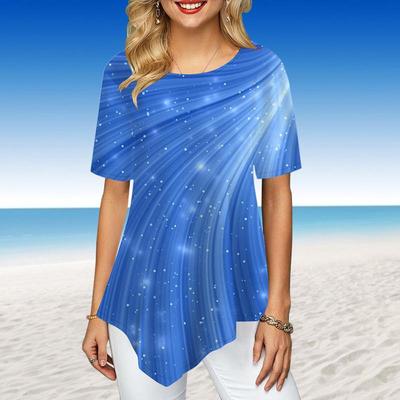 Magliette da donna taglie forti da donna T-shirt bianche con pioggia di meteoriti stampa top casual larghi abiti estivi irregolari femminili