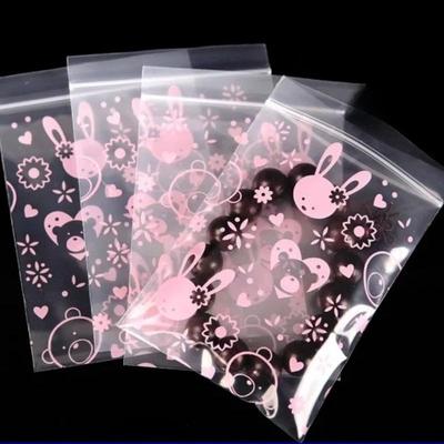 Zesílená samosvorná taška s kresleným potiskem, sáček na balení šperků s fotografií, roztomilý barevný plastový obal, ruční taška na dekoraci a třídění