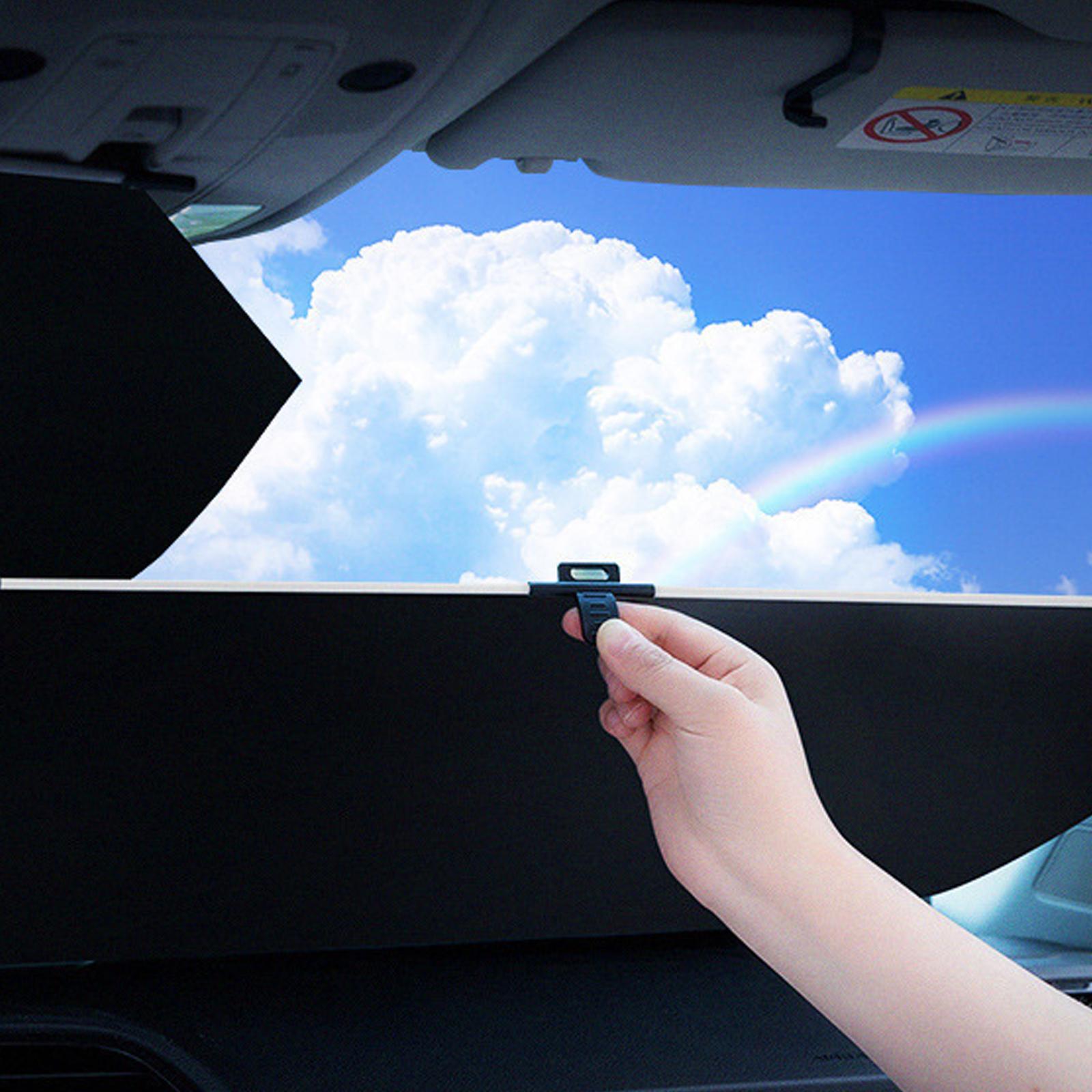 

Автоматическая выдвижная шторка для лобового стекла автомобиля, солнцезащитный козырек на лобовое стекло, полное покрытие для летнего анти-УФ-излучения, защита от солнца