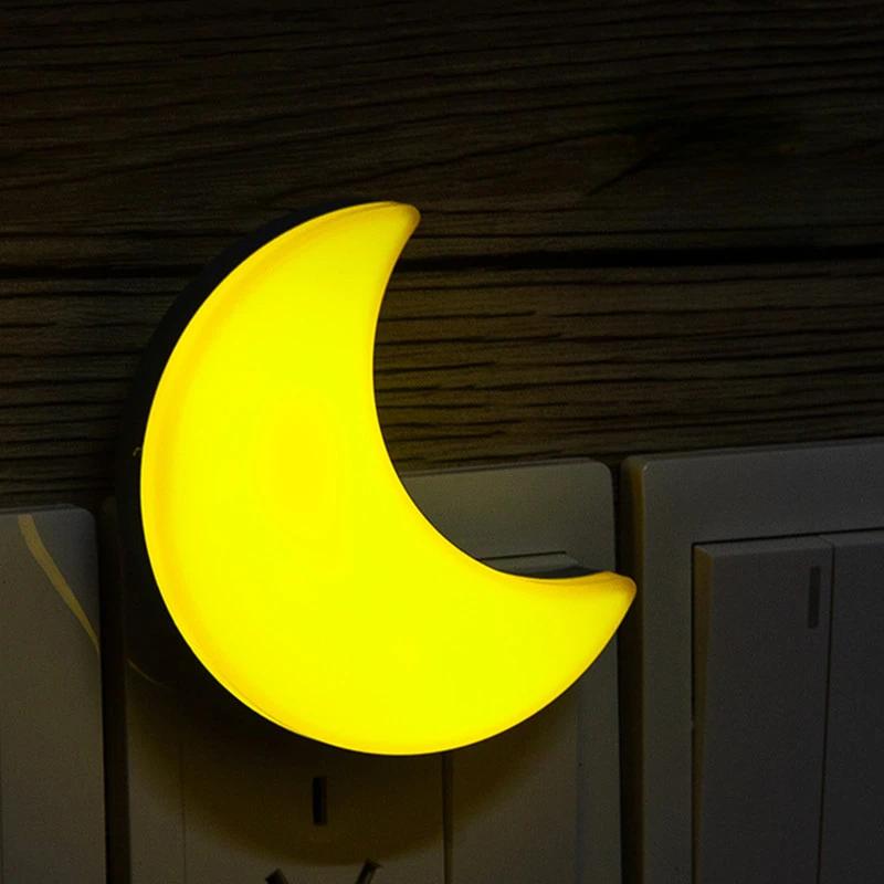 Moon Night Light Plug Into Wall Cute Baby Wall Nursery Lamp Intelligent Light Sensor LED Nightlight for Kids Bedroom Hallway