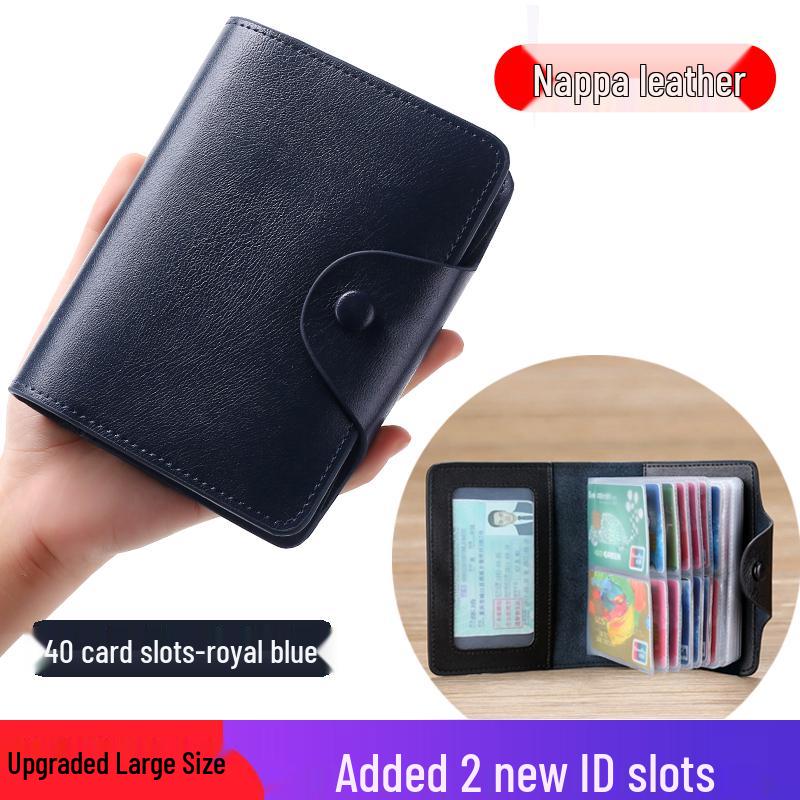 Dames Stijlvolle Kaarthouder van Rundleer met Meerdere Vakken voor Zakelijke Kaarten, Creditcards en Rijbewijs