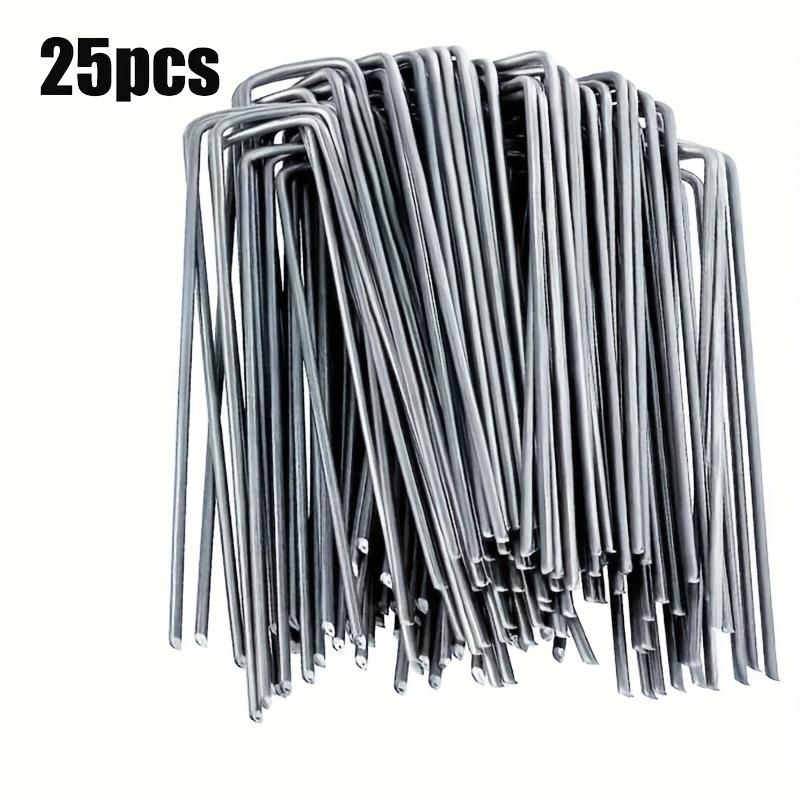 25Pcs/Pack Garden Peg Silver Metal U-Shape Garden Staple Garden Ground Nail Film Fixed Pegs Gardening Fixing Tools Film Peg