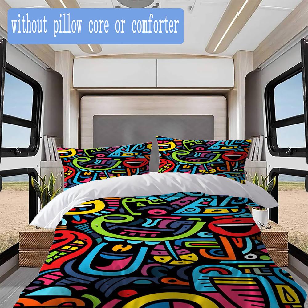 Fun Colorful Style Pattern Bedding,Quilt Set Quilt Cover Pillowcase Home Birthday Gift (1*duvet Cover+2*pillowcase,without core)ZSJT0917444