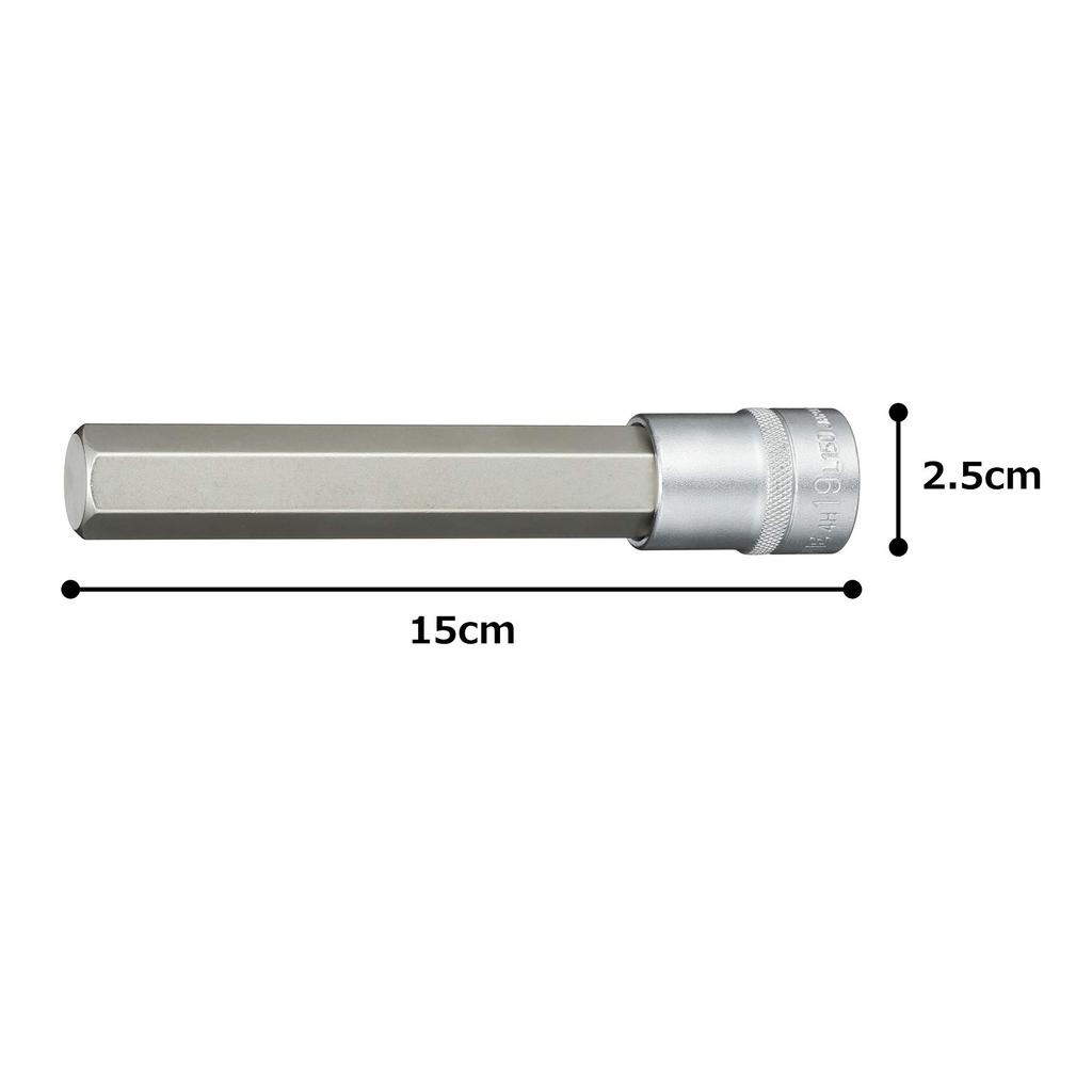 TONE Extra Long Hexagonal 19mm Width Socket, 4H-19L150, 12.7mm (1/2") Drive,