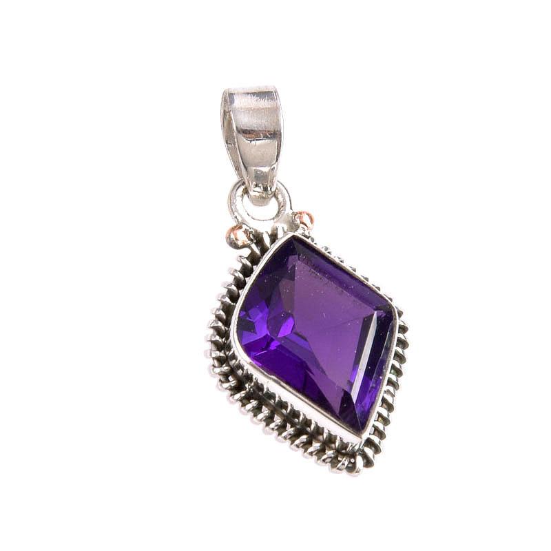 Naturalny Ametyst Afrykański Kamień Szlachetny Srebro Próby 925 Prezent Wisiorek 1" R6f25