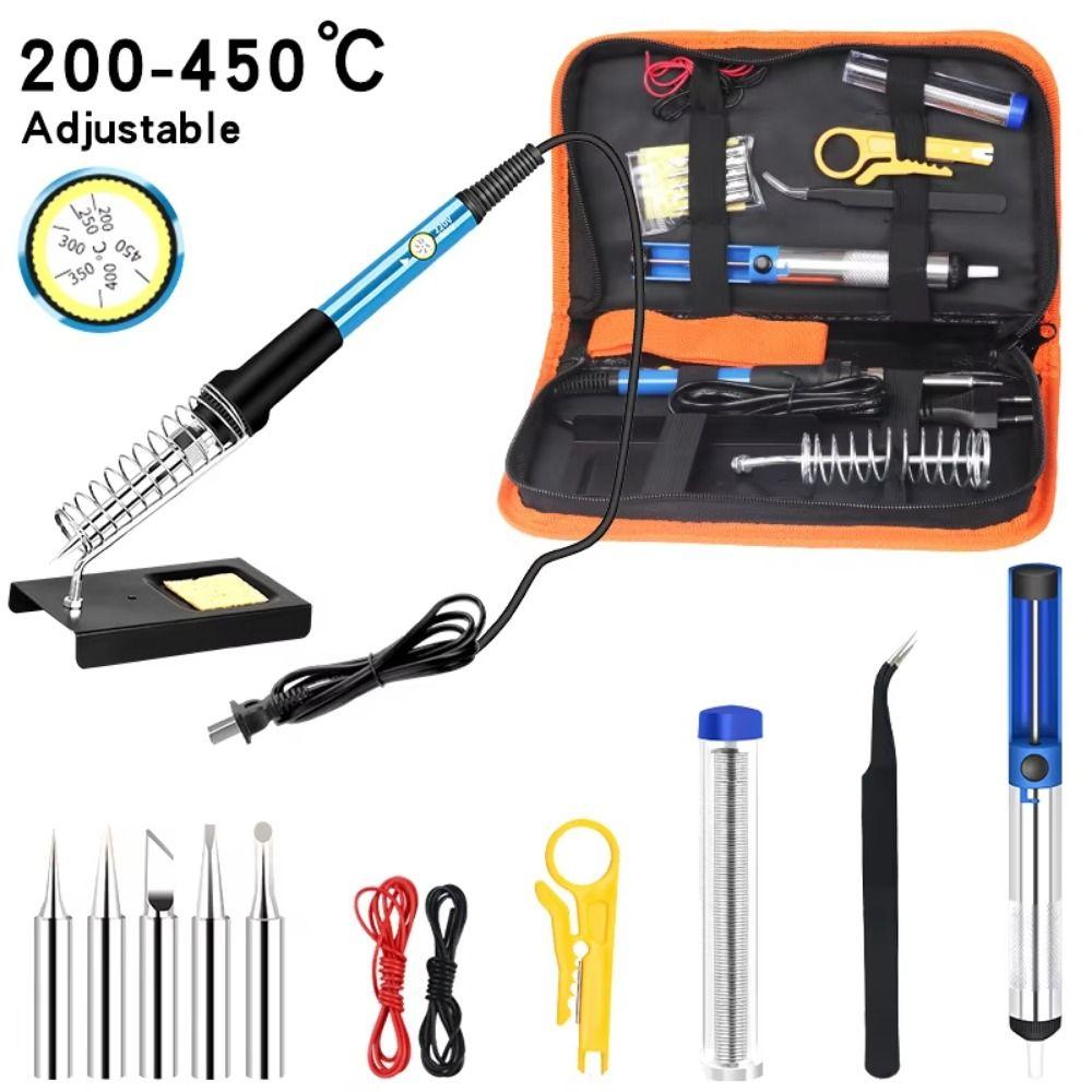15Pcs/set EU/US Plug Electric Soldering Iron Welding Tool Kit 60W Welding Repair Tools  Welding Tool