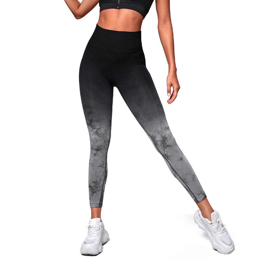 Gradient Tie-Dye Butt-Lifting Yoga Leggings: High-Elastic Fitness & Running Pants