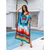 Women's Fashion Summer Spring Feather Print 1/2 Sleeves V-Neck Loose Waistline Casual Dresses