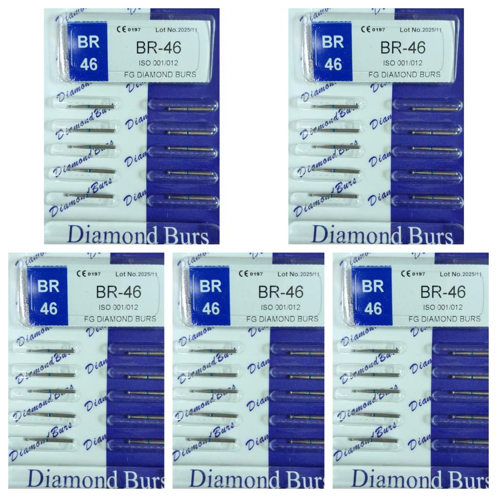 50pcs Dental High Speed Burs High Speed Handpiece Turbine Diamond Burs Diamond Polishing Tooth Preparation Dentist Material