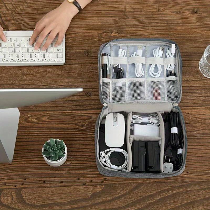 1pc Durable Travel Cable Organizer Bag with Double Zipper – Multi-Compartment Storage for Electronics, Headphones, and Accessories, Travel Accessory