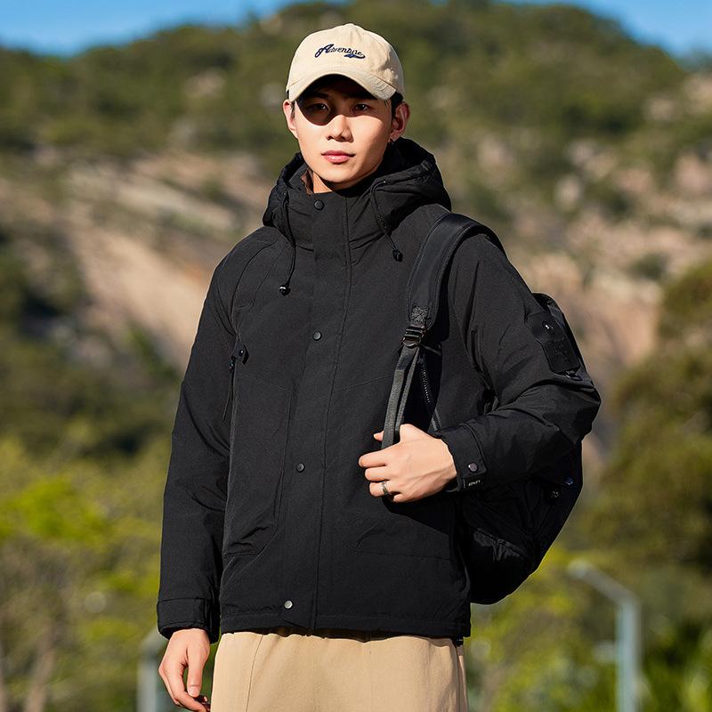 

New winter white duck down jacket thickened warm couple hooded trendy jacket down M