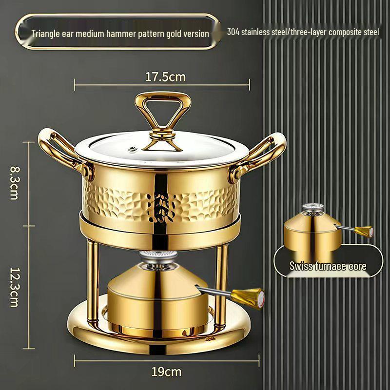 304 Stainless Steel Single-Person Hot Pot with Inflatable Gas Stove for Home, Commercial, and Camping Use