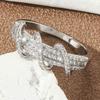Huitan Newly Designed Women Rings  Color Luxury Paved Crystal Cubic Zirconia Fashion Circle Around Design Wedding Jewelry