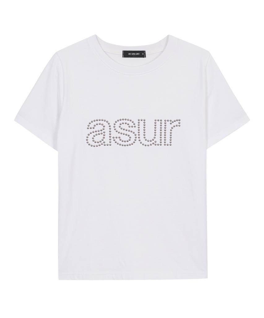 Aejeuyua Au Hotfix Loose Crop T-Shirt White