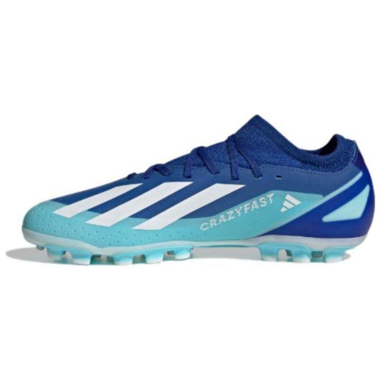 Adidas X Crazyfast.3 Round Toe Lace-Up AG (Rubber Short Stud) Lightweight Soccer Shoes Unisex Soccer Shoes Blue White IG7652