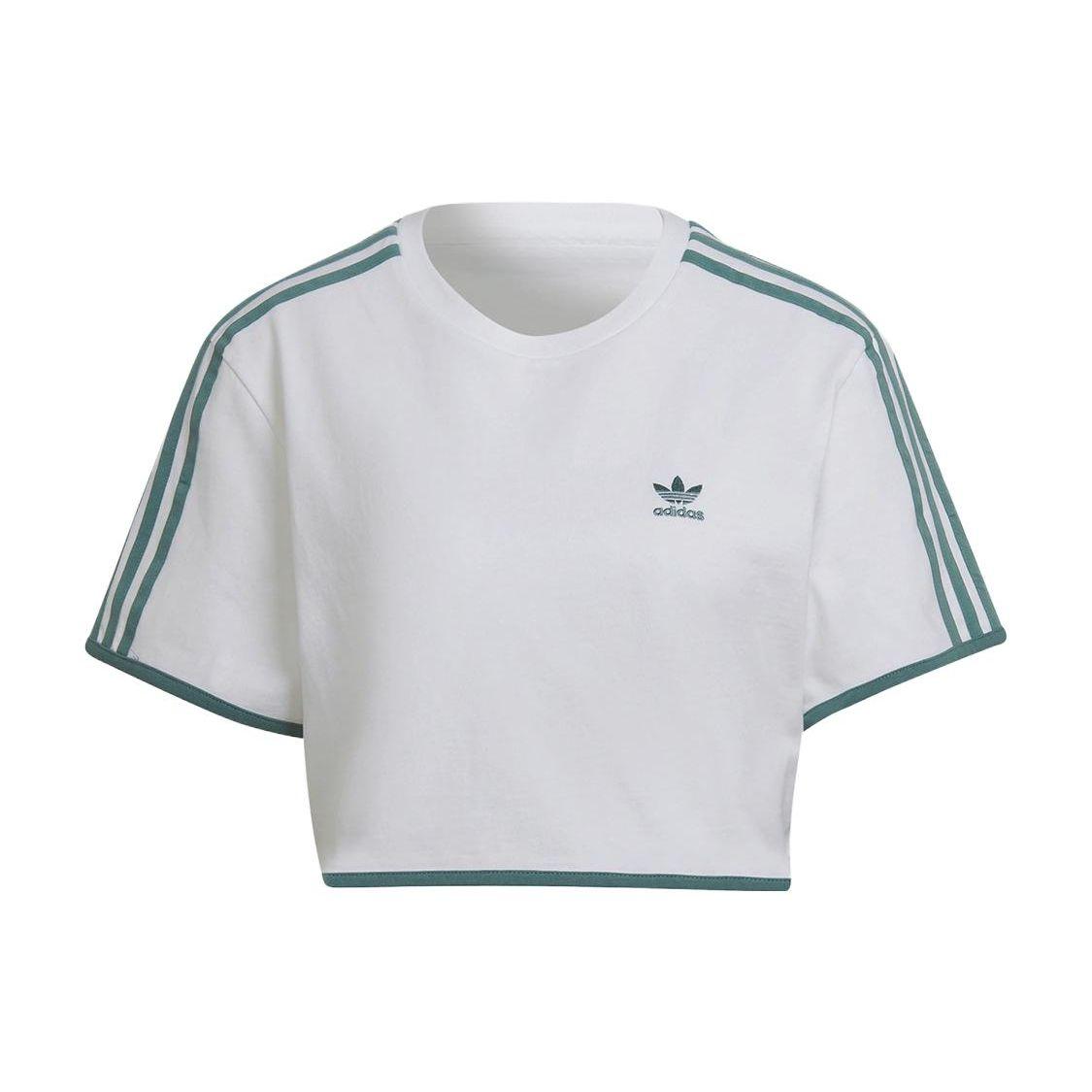 

Adidas Originals Casual Striped Printed Short Sleeve Drop Shoulder T-Shirt Women Tops White HE4677 30