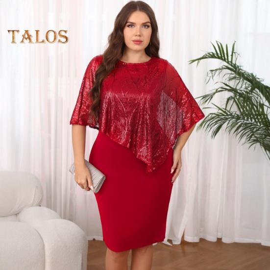 Ärmelloses Damen-Umhangkleid mit Paillettenbesatz Übergroßes Pailletten-Bodycon-Bleistiftkleid Damen Abend-Midikleid