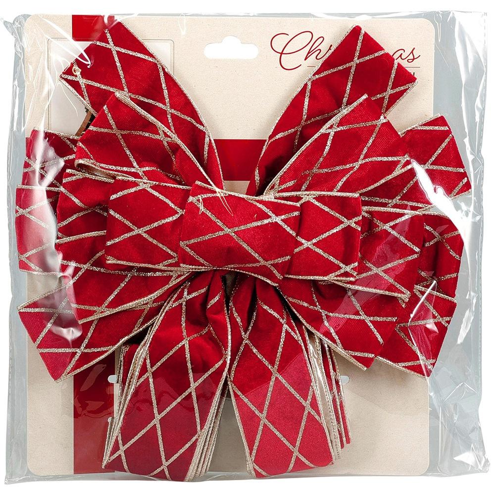 Kokarda Świąteczna Duża Kokardka Dekoracyjna Ozdobna Szpic Czubek Choinkę