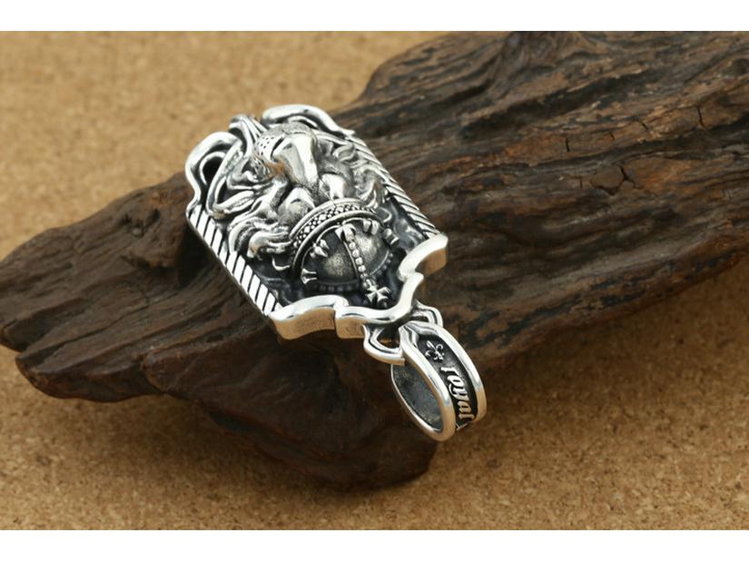 S925 Sterling Silver Lion Head Pendant - Men's Retro Fashion