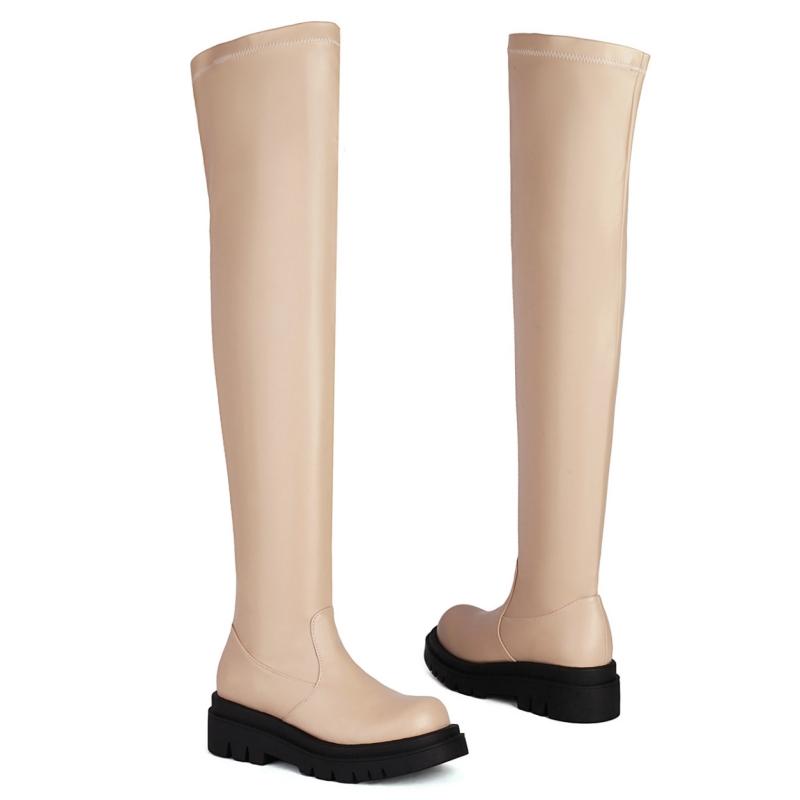 Elastic Women's Over the Knee High Boots 2025 Winter Sexy Long Thigh High Boot Black White Party Fetish Shoes Ladies Waterproof