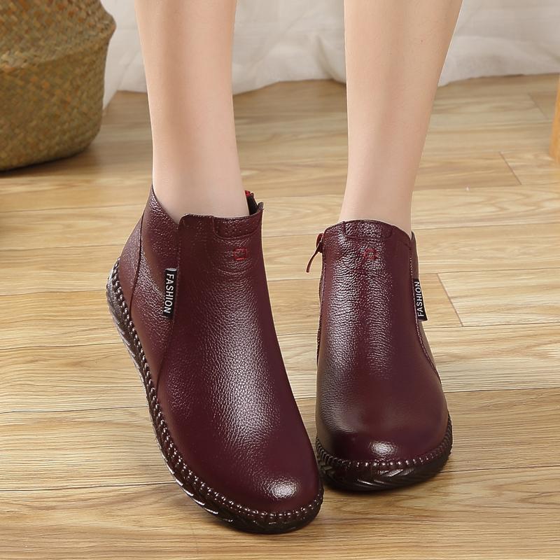 Mode Damen Chelsea Boots Damen Echtleder Schuhe Handgefertigt Reißverschluss Flache Damen Stiefeletten Damen Retro Schuhe Plateau Schuhe
