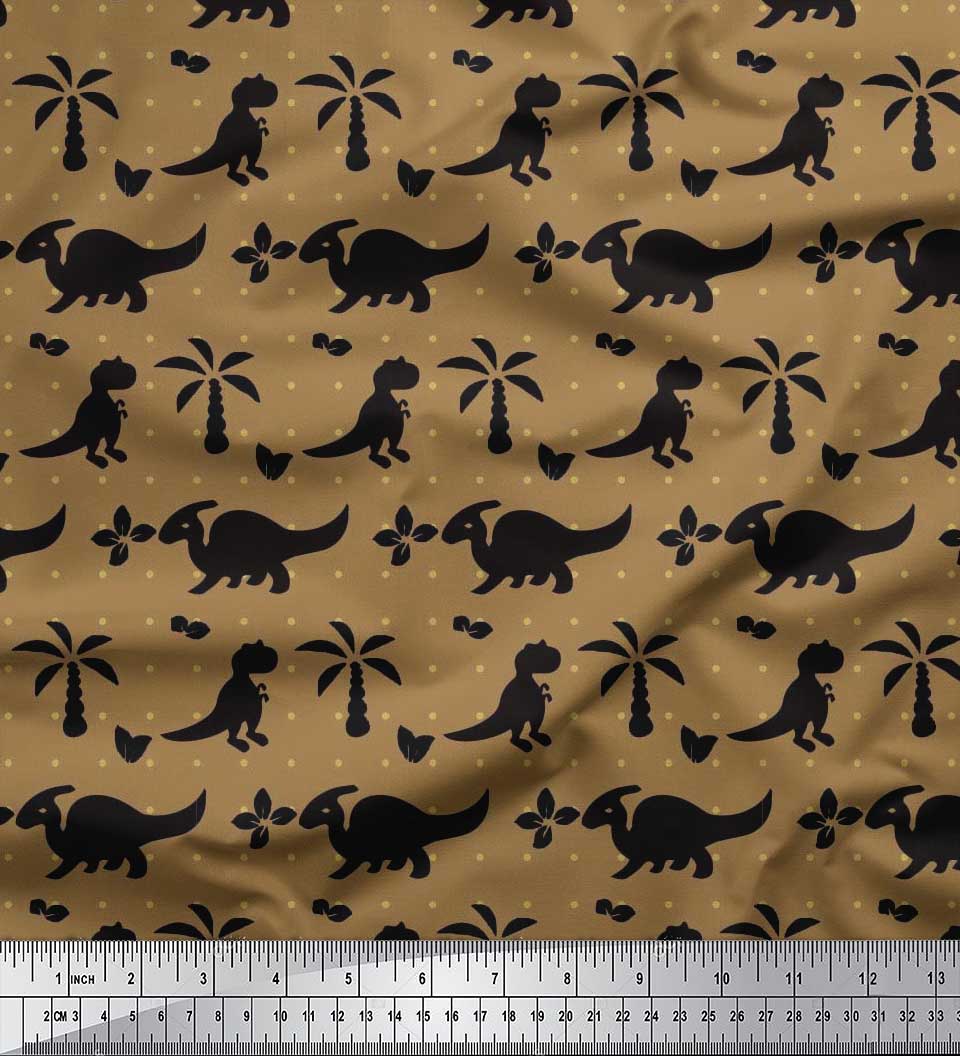 

Тканина Soimoi Japan Crepe Satin Dot, Tree & Dinosaur Jungle Decor Fabric Printed meter 42 Inch 42 Inch Wide - Poly Crepe коричневий