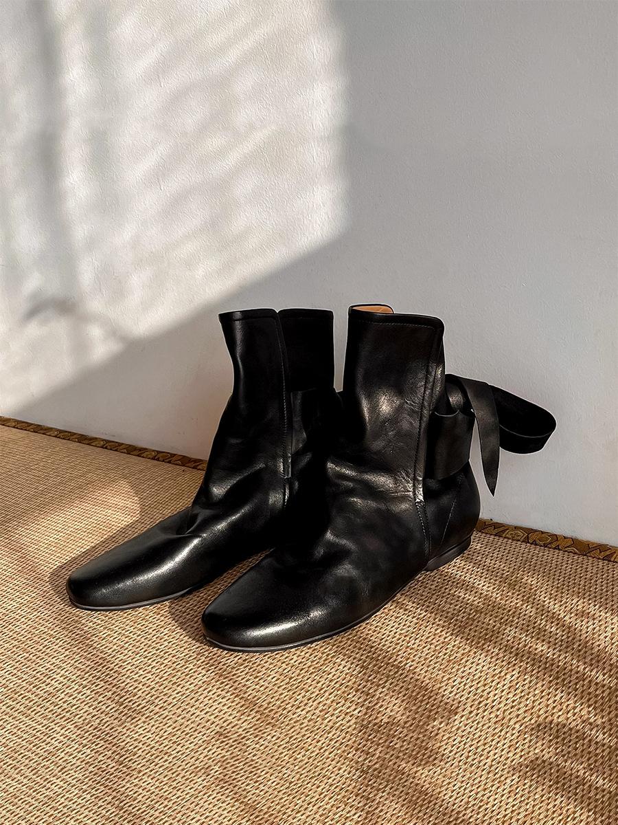 

Ботинки Martin из коровьей кожи Niche Polished British Style, женские короткие ботинки Chelsea, плоские плиссированные ворсистые ботинки 40