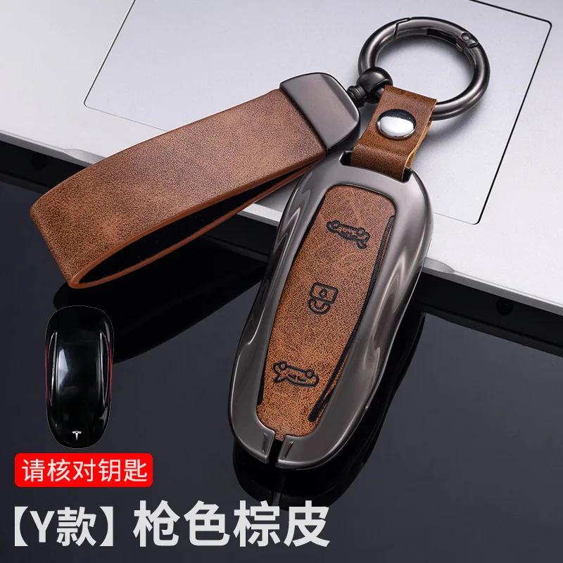 Car Sticker Tesla Zinc Alloy Car Smart Remote Key Case Fob Cover Holder For Tesla Model 3 Model Y Model X/S Auto Protector Keych