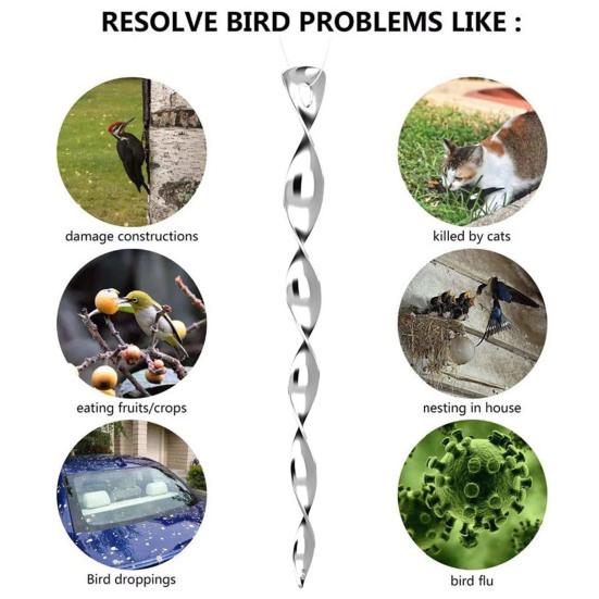 10 ks Reflexní spirálové tyče Odrazovač ptáků Zářivé barvy Široce používané Přenosné venkovní odpuzovače ptáků Zařízení na zastrašování ptáků