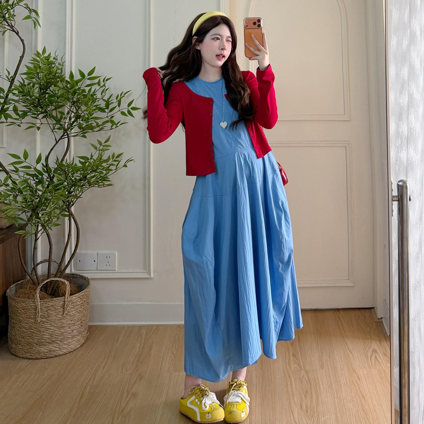 

2026 Spring/Summer Korean Style Maternity Cardigan Vest Dress: Loose, Slimming, Sun Protection with Pockets Double Extra Large