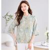 ORIGIN Women's Chinese Style Printed Stand Collar Mid-Sleeve Shirt