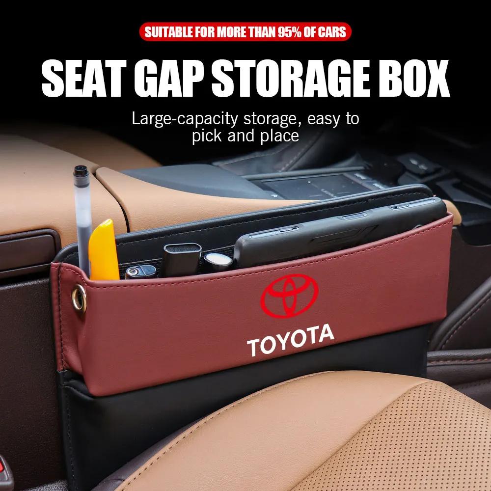 Leather Car Seat Gap Organizer Crevice Storage Box Bags Car Goods For Toyota Prado Rav4 Yaris Hilux Prius Avensis Corolla Camry