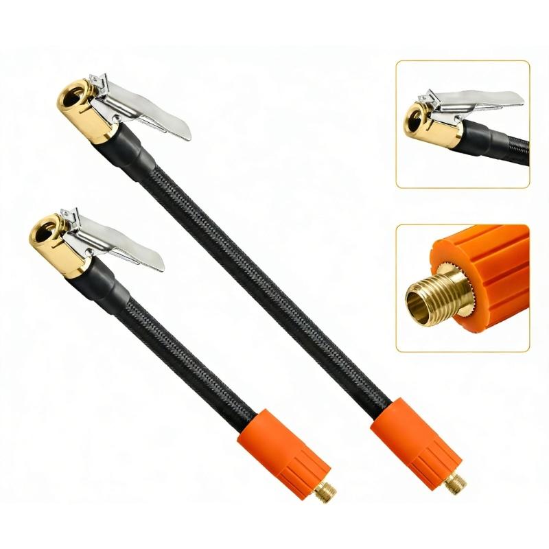 Strong Copper Air Chuck Strong Braided Rubber Air Hose Simple Installs for Tire Pump Inflator & Sports Equipment