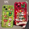 1PC Christmas Theme Pattern For Iphone 16case, Flip Cover With Mirror And Handmade Ornament Pendant