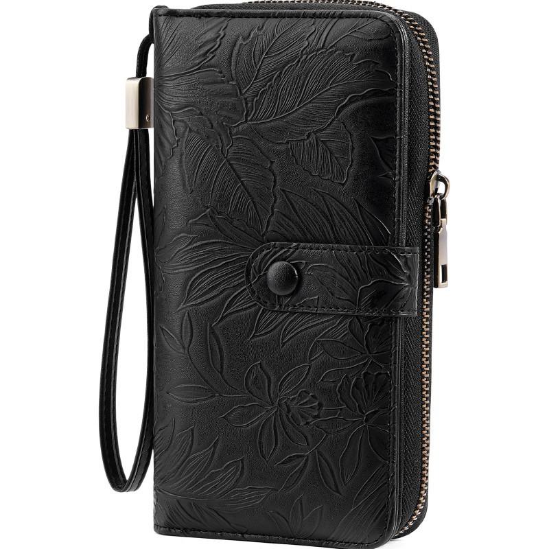 

RFID Anti-theft Brush Women s Wallet Embossed Organ Card Bag Retro Large-capacity Long 11x20x4cm